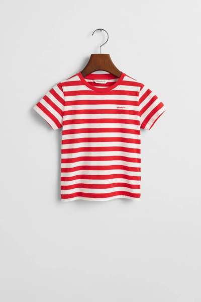 PÓLÓ GANT STRIPED SHIELD T-SHIRT BRIGHT RED
