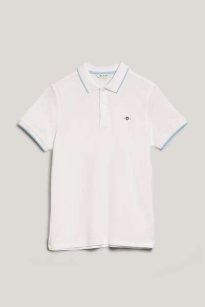 PÓLÓ GANT STRIPED POLO PIQUE RUGGER WHITE