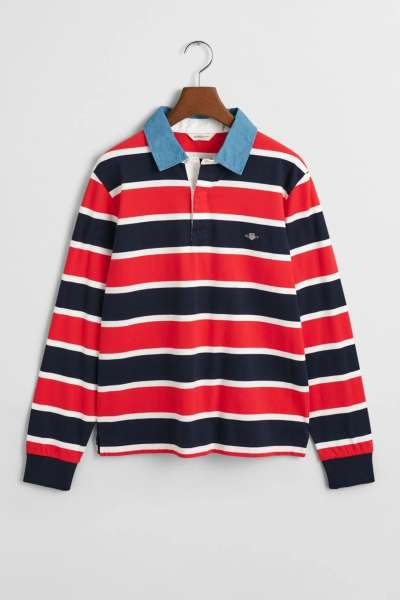 PÓLÓ GANT STRIPED SHIELD RUGGER EVENING BLUE