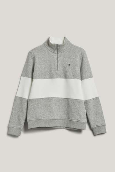MELEGÍTŐ FELSŐ GANT COLOR BLOCKED SHIELD HALF ZIP LIGHT GREY MELANGE