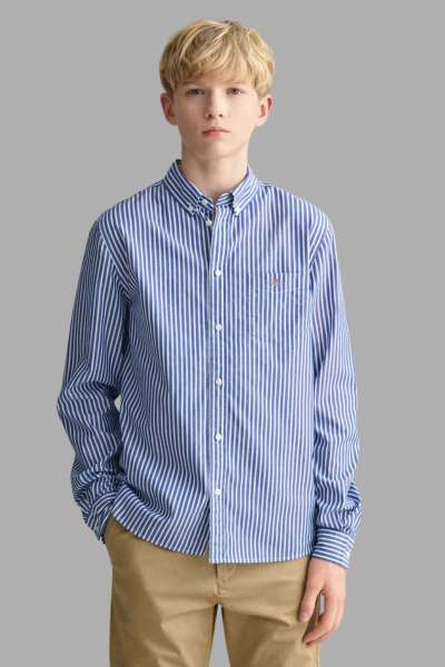 ING GANT STRIPED SHIELD POPLIN SHIRT COLLEGE BLUE