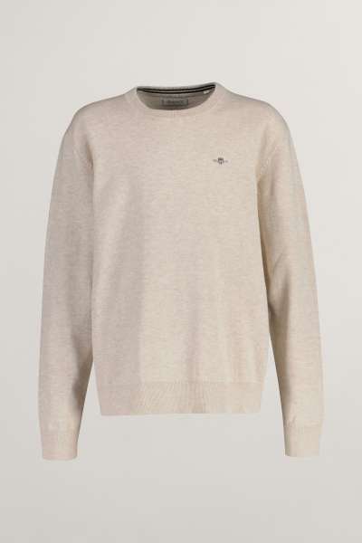 PULÓVER GANT SHIELD CLASSIC COTTON C-NECK LIGHT BEIGE MELANGE