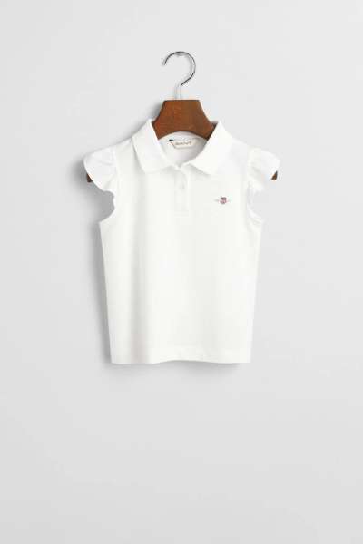 PÓLÓ GANT RUFFLED SHIELD PIQUE TOP WHITE