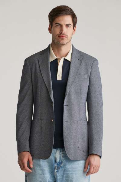 ZAKÓ GANT SLIM TWO-TONE JERSEY BLAZER EVENING BLUE