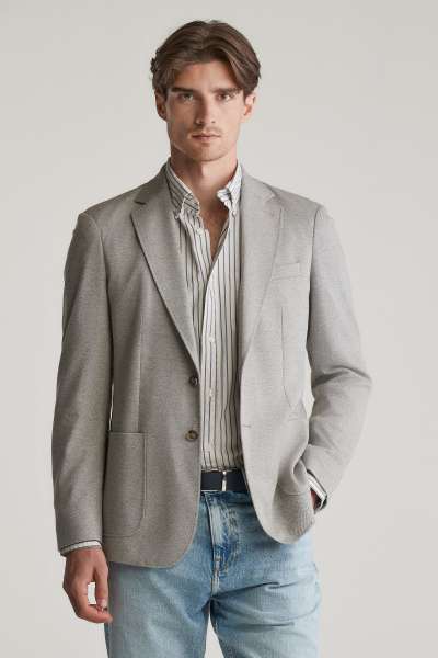 ZAKÓ GANT SLIM TWO-TONE JERSEY BLAZER GRAPHITE