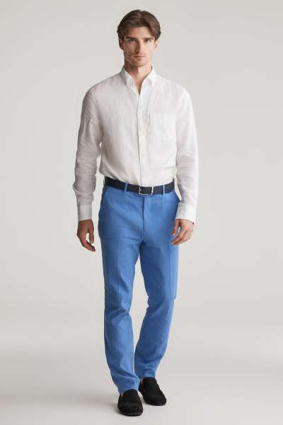 NADRÁG GANT SLIM COT/LINEN SUIT PANTS SALTY SEA