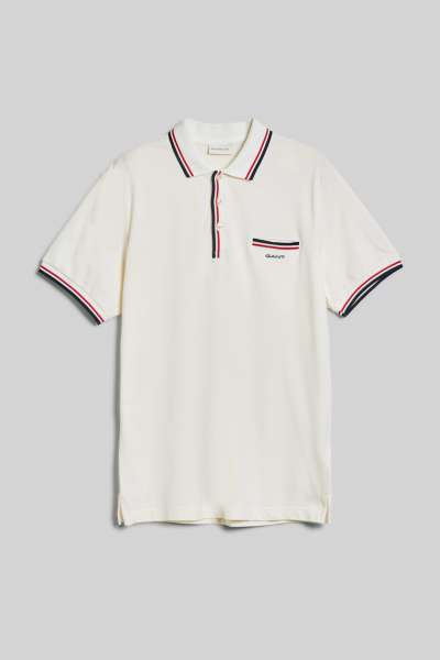 PÓLÓ GANT 2-COL TIPPING SS PIQUE POLO EGGSHELL