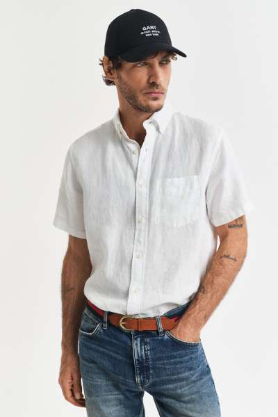 ING GANT REG LINEN SS SHIRT WHITE