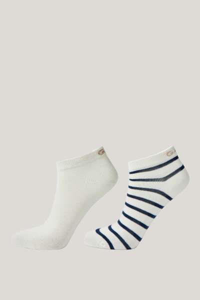 ZOKNI GANT STRIPE AND SOLID ANKLE SOCKS 2-P EGGSHELL