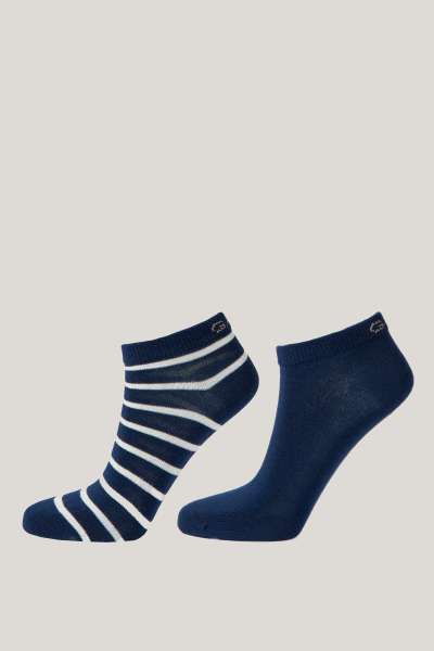 ZOKNI GANT STRIPE AND SOLID ANKLE SOCKS 2-P EVENING BLUE