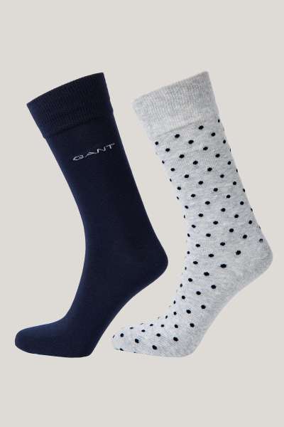 ZOKNI GANT DOT AND SOLID SOCKS 2-PACK LIGHT GREY MELANGE