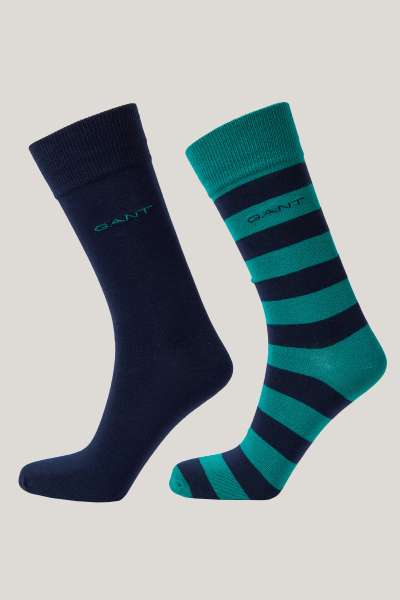 ZOKNI GANT BARSTRIPE AND SOLID SOCKS 2-PACK DEEP GREEN