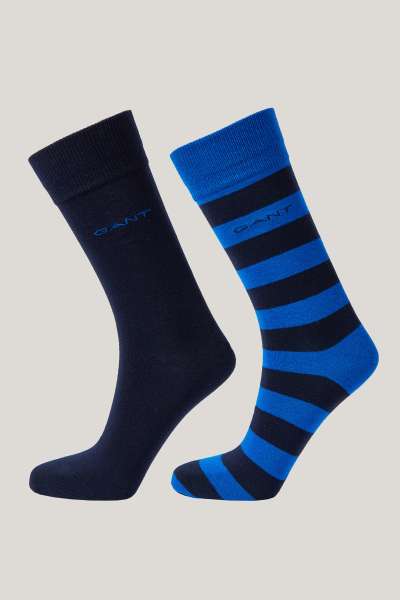 ZOKNI GANT BARSTRIPE AND SOLID SOCKS 2-PACK LAPIS BLUE
