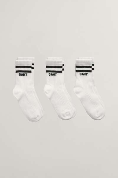 ZOKNI GANT LOGO RIB SOCKS 3-PACK WHITE