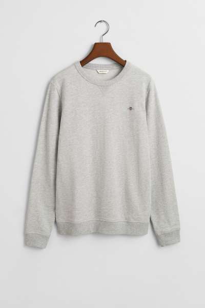 MELEGÍTŐFELSŐ GANT SHIELD COTTON SLUB C-NECK LIGHT GREY MELANGE