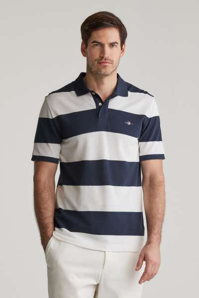 PÓLÓ GANT BLOCK STRIPE POLO EVENING BLUE