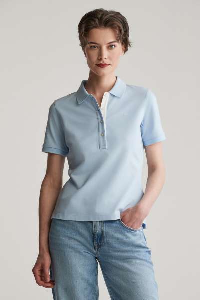 PÓLÓ GANT CONTRAST COLLAR SS PIQUE POLO FRESH BLUE