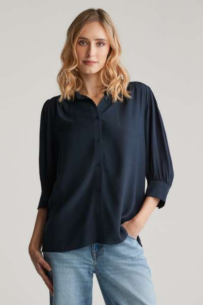 BLÚZ GANT REG SS BLOUSE EVENING BLUE