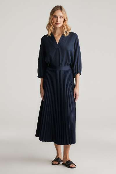 SZOKNYA GANT PLEATED SKIRT EVENING BLUE