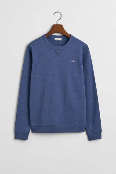 MELEGÍTŐFELSŐ GANT SHIELD COTTON SLUB C-NECK DUSTY NAVY
