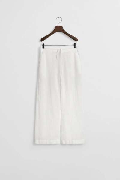 NADRÁG GANT PULL ON COTTON LINEN PANTS WHITE