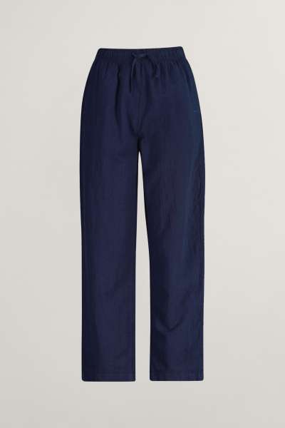 NADRÁG GANT COTTON LINEN PANTS MARINE