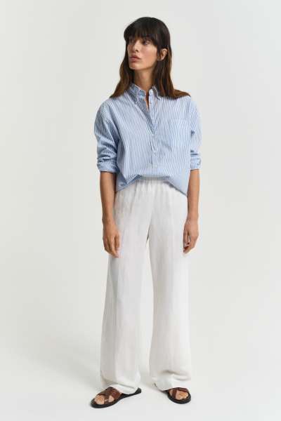 NADRÁG GANT REL LINEN BLEND PULL ON PANTS EGGSHELL