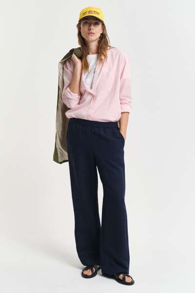 NADRÁG GANT REL LINEN BLEND PULL ON PANTS EVENING BLUE