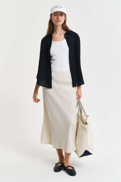 SZOKNYA GANT LINEN BLEND SKIRT PUTTY