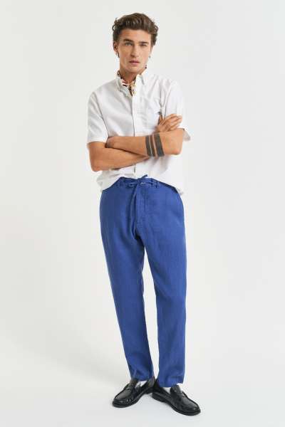 NADRÁG GANT RELAXED LINEN D PANT RICH BLUE