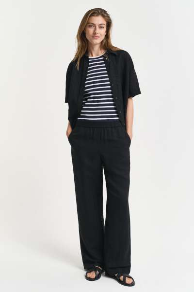 NADRÁG GANT REL LINEN BLEND PULL ON PANTS BLACK