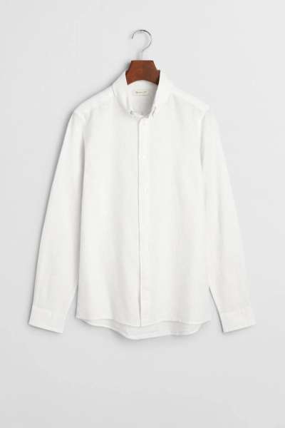 ING GANT COTTON LINEN BD LS SHIRT WHITE