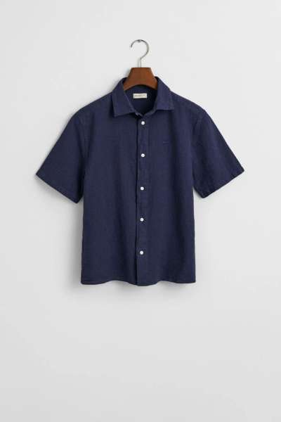 ING GANT COTTON LINEN SS SHIRT MARINE