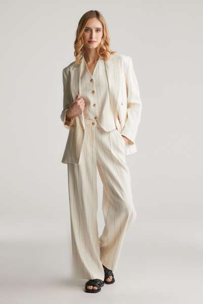 NADRÁG GANT PINSTRIPE LINEN PANT EGGSHELL