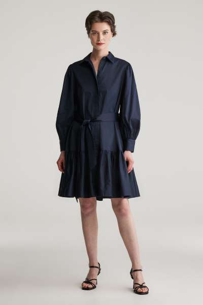 RUHA GANT COTTON SATIN MINI DRESS EVENING BLUE