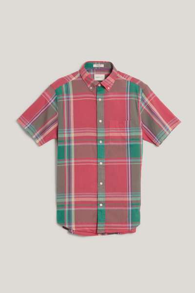 ING GANT REG INDIAN MADRAS SS SHIRT WATERMEON RED