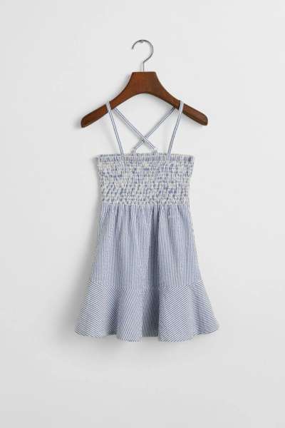 RUHA GANT STRIPED SEERSUCKER DRESS RICH BLUE