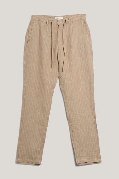 NADRÁG GANT REL LINEN PINSTRIPE DS PANTS CONCRETE BEIGE