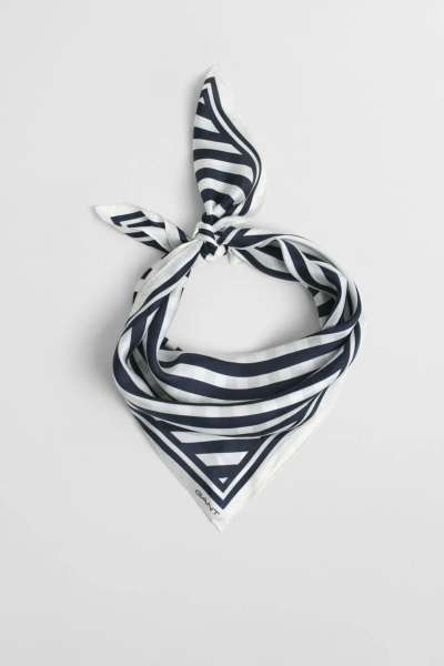SÁL GANT CHEVRON PRINT SILK SCARF EVENING BLUE