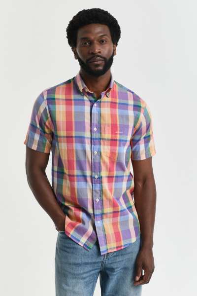 ING GANT REG INDIAN ADRAS SS SHIRT PEACHY ORANGE