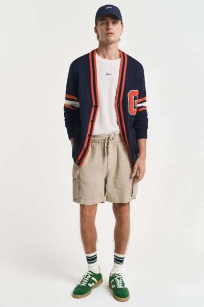 RÖVIDNADRÁG GANT REG LINEN CARGO D HORT CONCRETE BEIGE