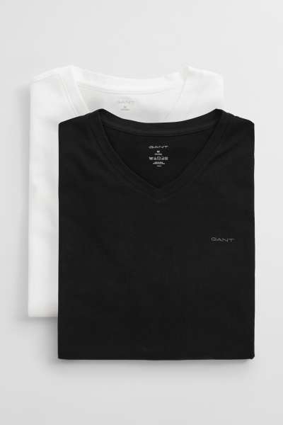 PÓLÓ GANT V-NECK T-SHIRT 2-PACK BLACK / WHITE