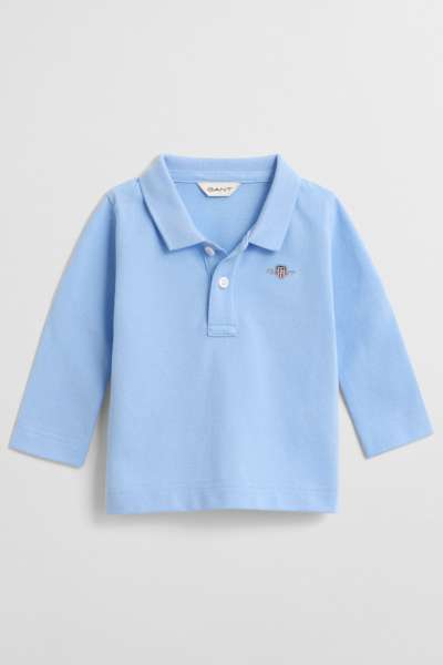 PÓLÓ GANT SHIELD PIQUE LS RUGGER CAPRI BLUE