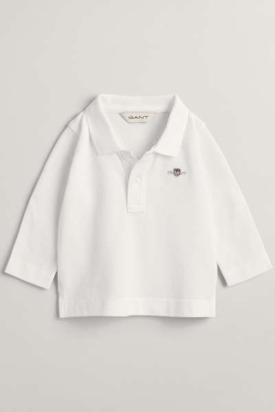 PÓLÓ GANT SHIELD PIQUE LS RUGGER WHITE