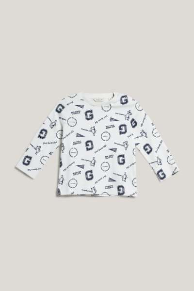 PÓLÓ GANT PRINTED AOP LS T-SHIRT EGGSHELL