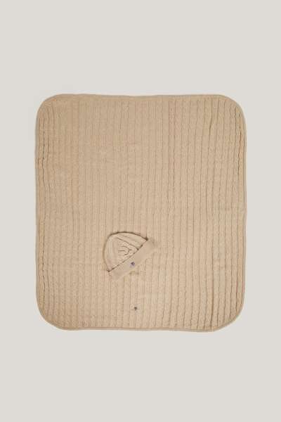 KÉSZLET SAPKA ÉS SÁL GANT BLANKET AND BEANIE GIFT SET 68 x 78 cm LIGHT BEIGE MELANGE