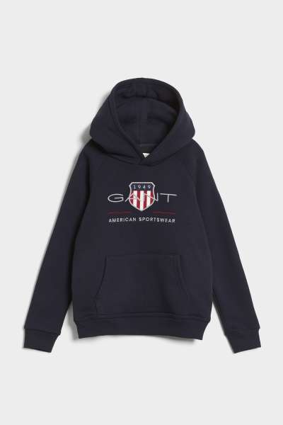 MELEGÍTŐFELSŐ GANT ARCHIVE SHIELD RAGLAN HOODIE EVENING BLUE