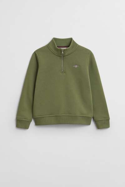 MELEGÍTŐFELSŐ GANT SHIELD HALF ZIP SWEAT WASHED OLIVE