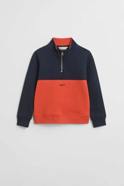 MELEGÍTŐFELSŐ GANT BLOCKED HALF ZIP SWEATSHIRT EVENING BLUE