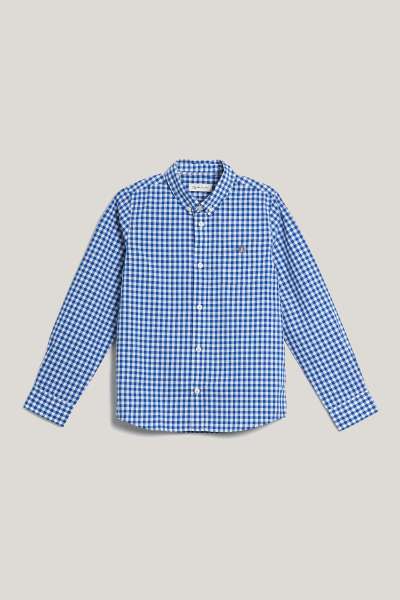 ING GANT POPLIN GINGHAM SHIELD SHIRT COLLEGE BLUE